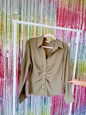 Payton Button Up Top - Olive