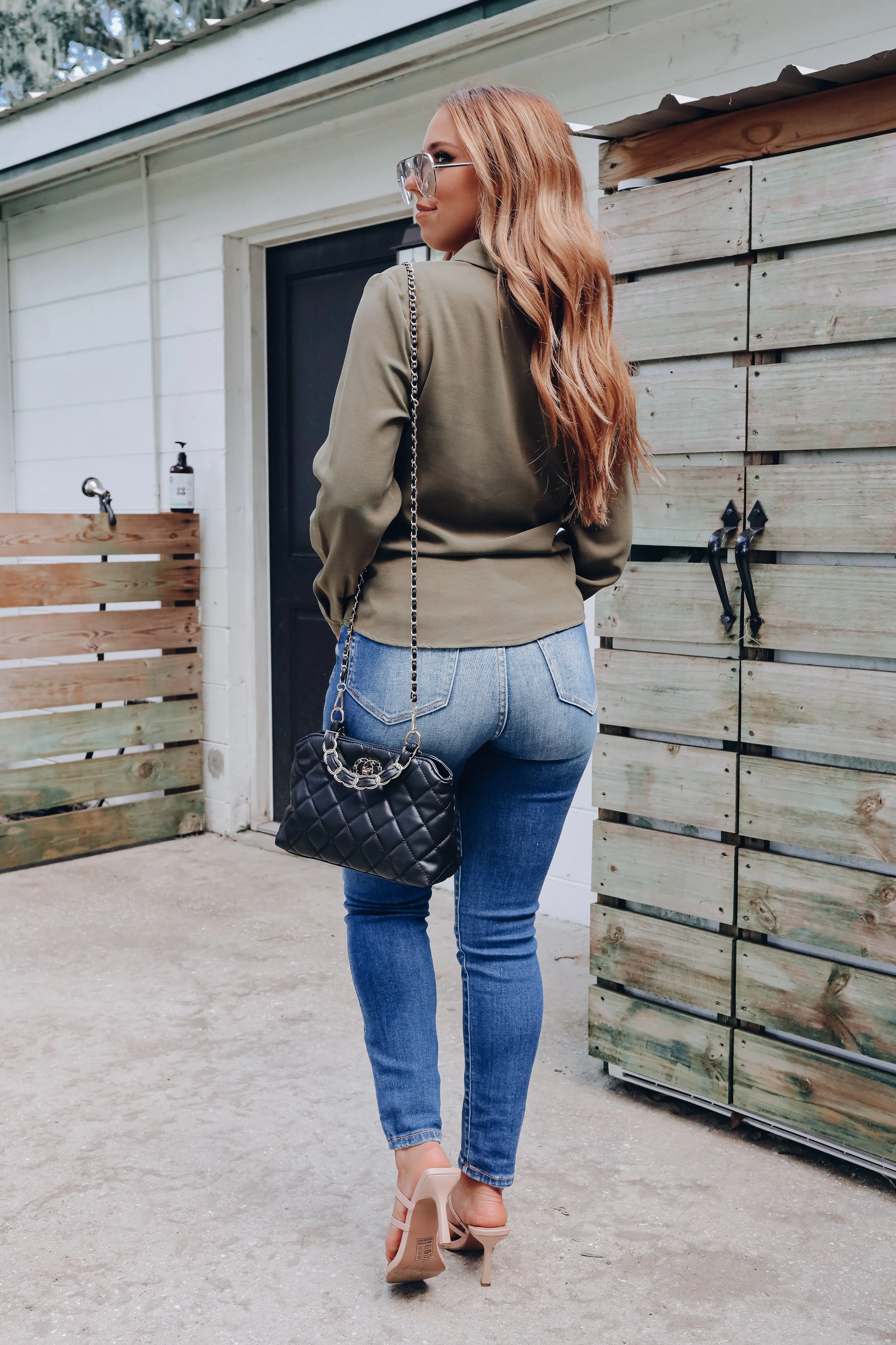 Payton Button Up Top - Olive