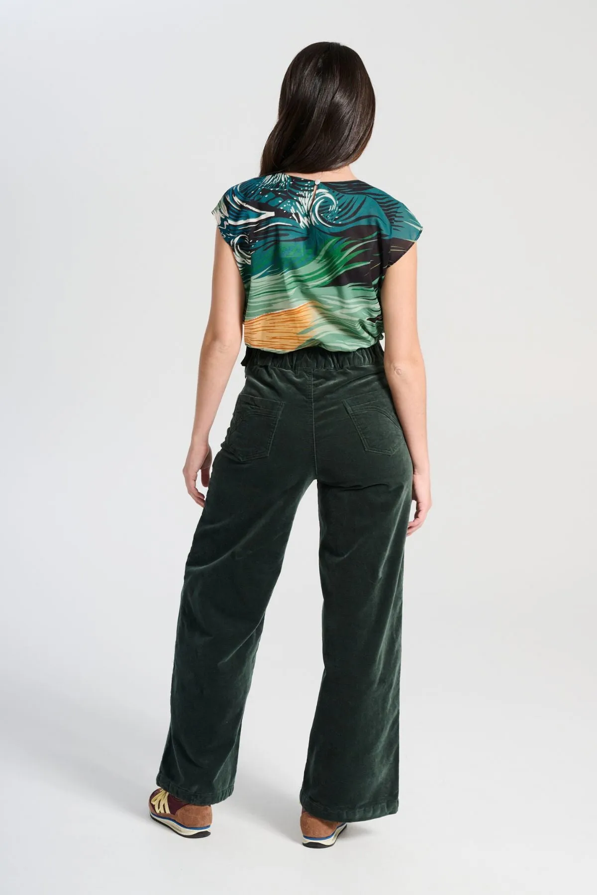 Peggy Paris Long Pants Forest Green in Soft Velvet