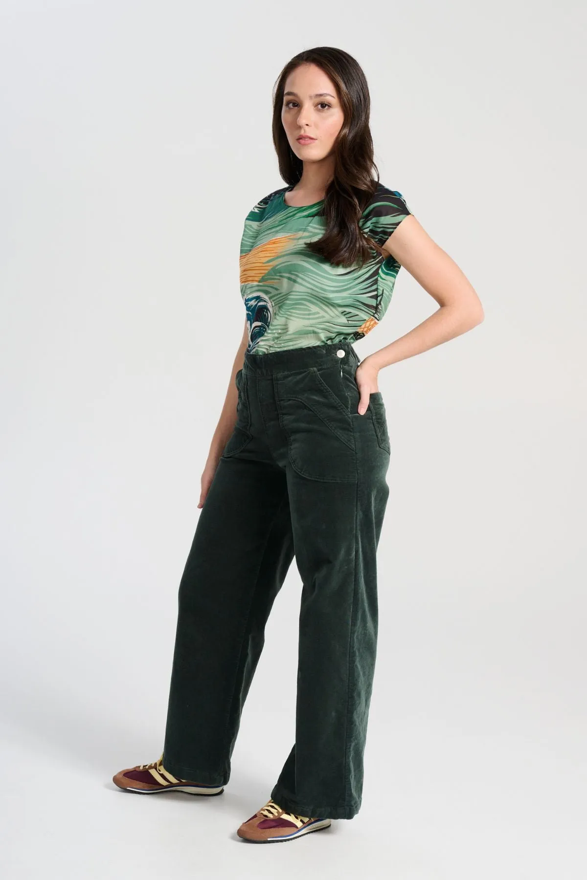 Peggy Paris Long Pants Forest Green in Soft Velvet