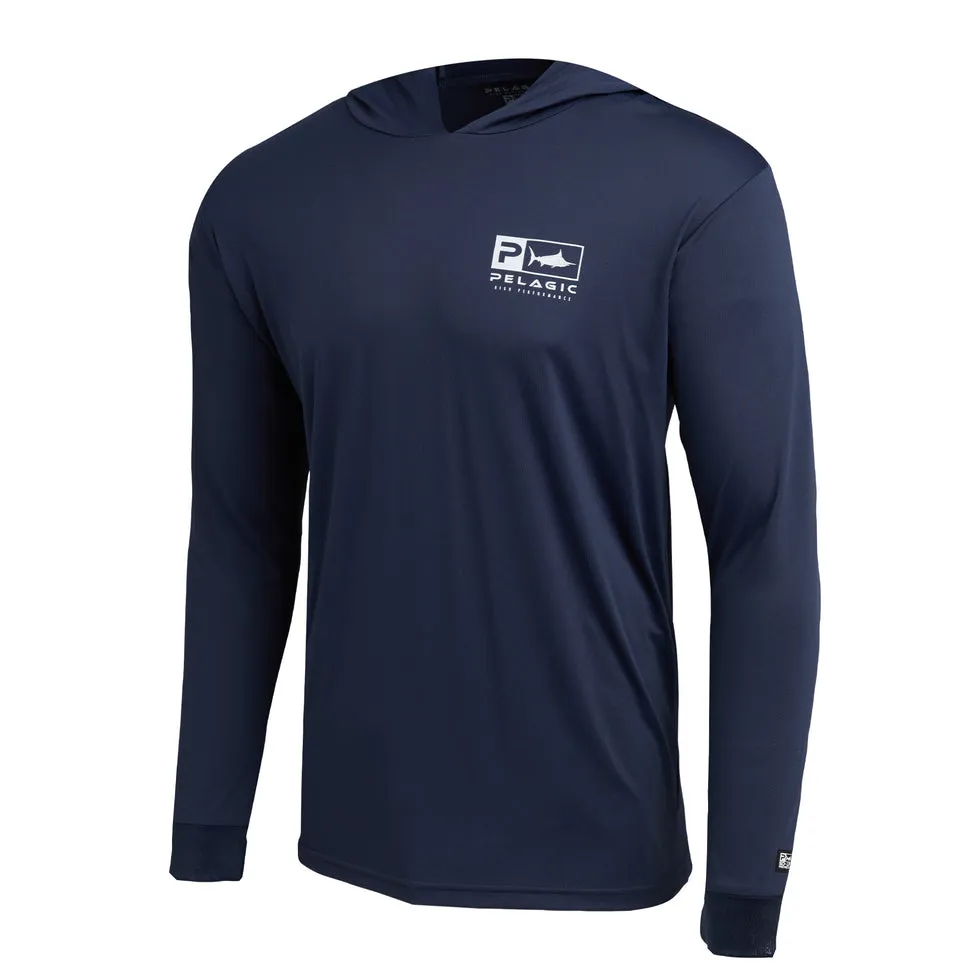 Pelagic Aquatek Goione Sailfish Hooded Fishing Shirt - Navy