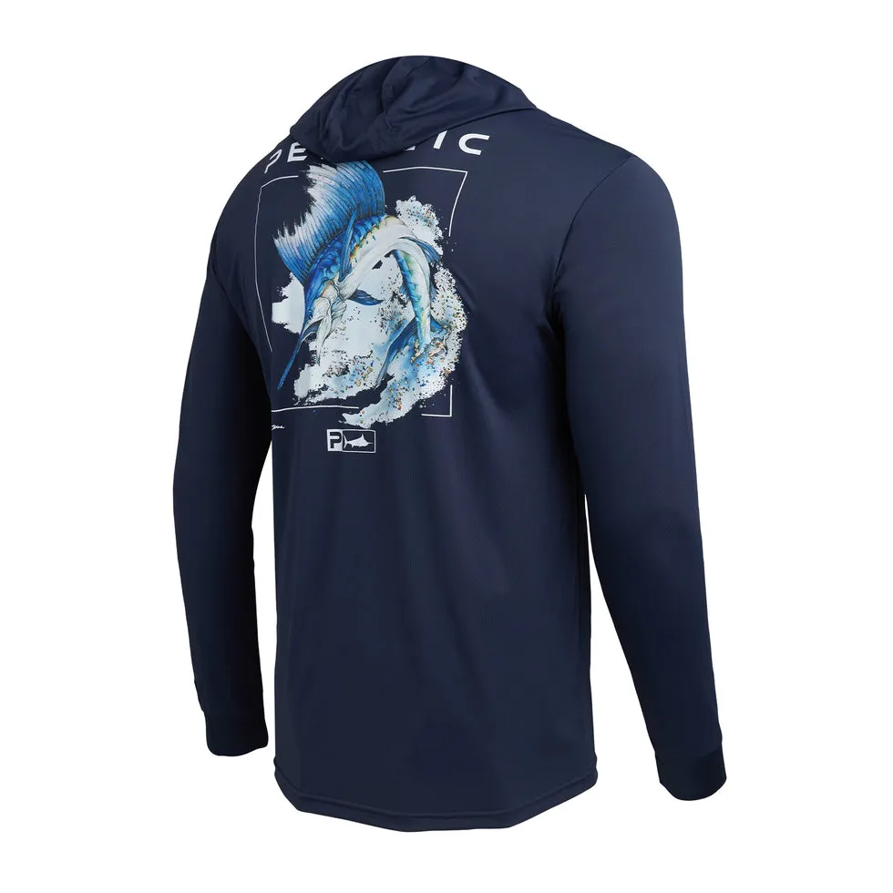 Pelagic Aquatek Goione Sailfish Hooded Fishing Shirt - Navy