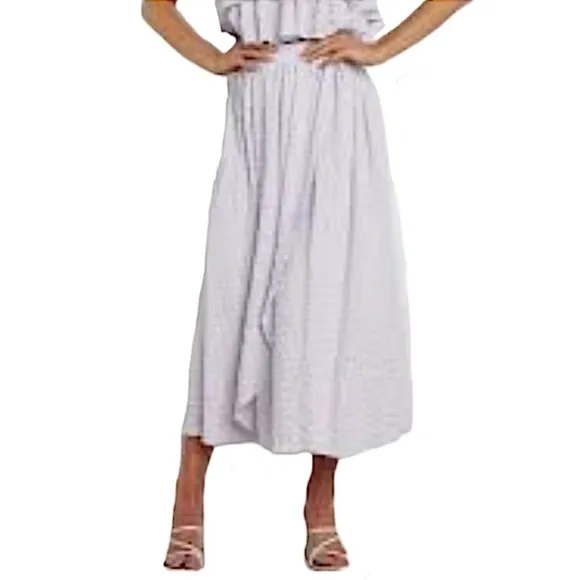 PETAL &amp; PUP Gingham Skirt Faux Wrap Blue Pink Cotton Flowy Maxi 12 L XL