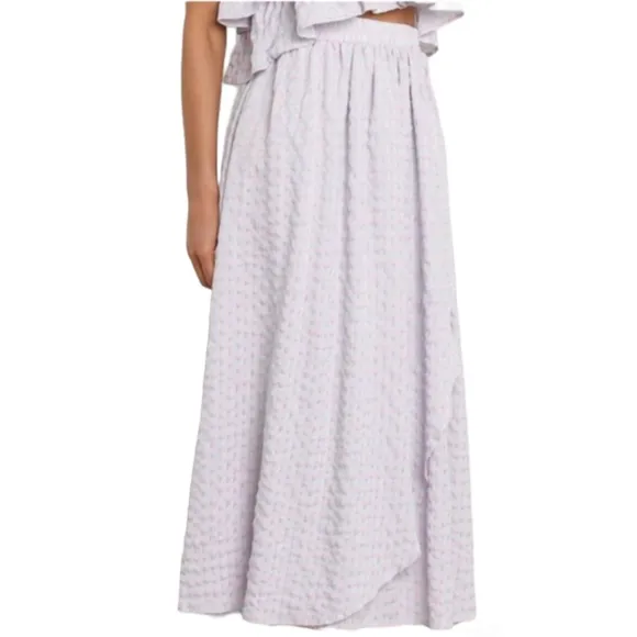 PETAL &amp; PUP Gingham Skirt Faux Wrap Blue Pink Cotton Flowy Maxi 12 L XL