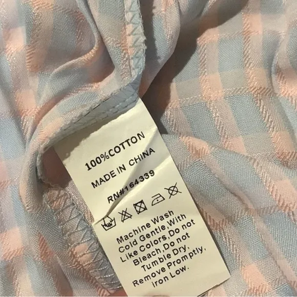 PETAL &amp; PUP Gingham Skirt Faux Wrap Blue Pink Cotton Flowy Maxi 12 L XL