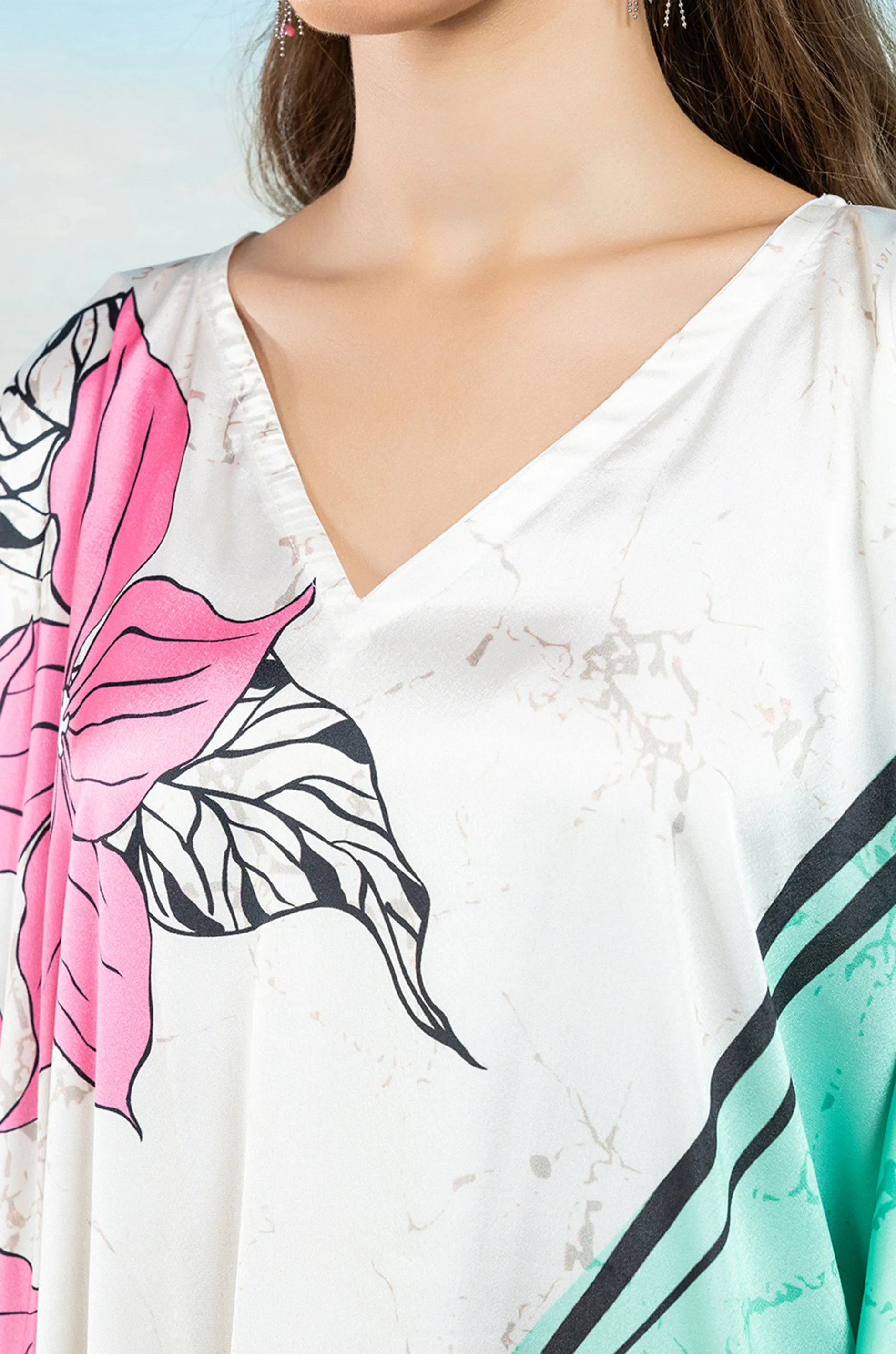 Petal Mirage Soft Satin Women Dress Kaftan