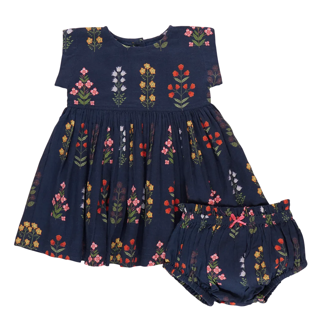 Pink Chicken Baby Girls Marie Dress Set - Navy Field Floral