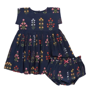 Pink Chicken Baby Girls Marie Dress Set - Navy Field Floral