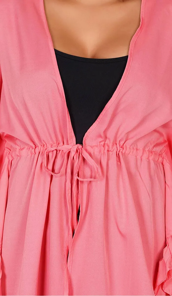 Pink Kaftan Style Swimsuit Cover Up Beach Dress