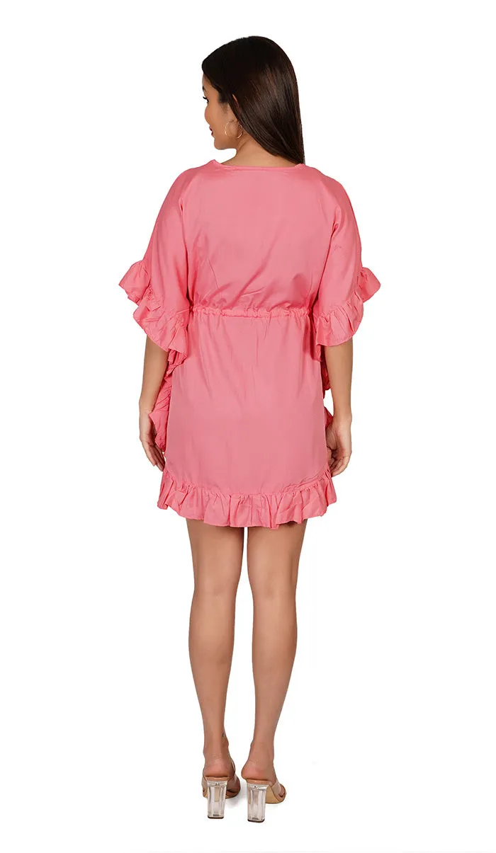 Pink Kaftan Style Swimsuit Cover Up Beach Dress