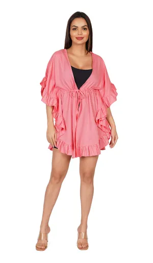 Pink Kaftan Style Swimsuit Cover Up Beach Dress