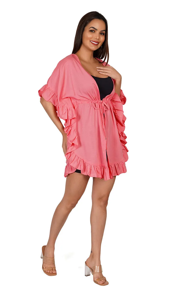 Pink Kaftan Style Swimsuit Cover Up Beach Dress