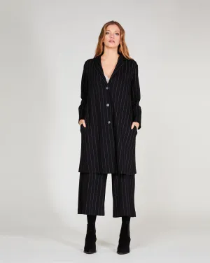 Pinstripe 3 Button Overcoat