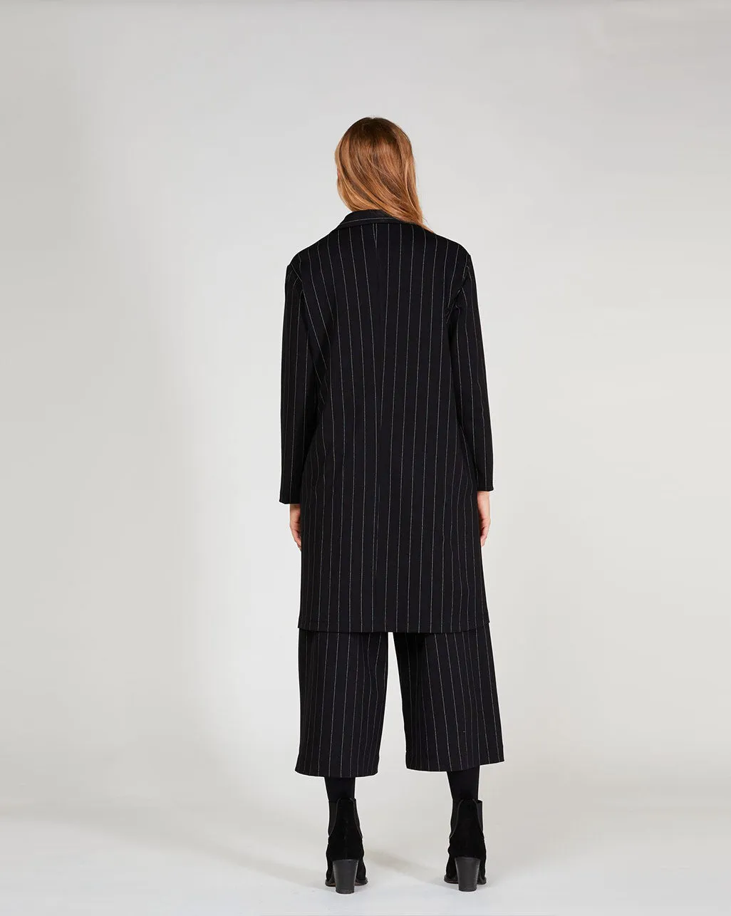 Pinstripe 3 Button Overcoat