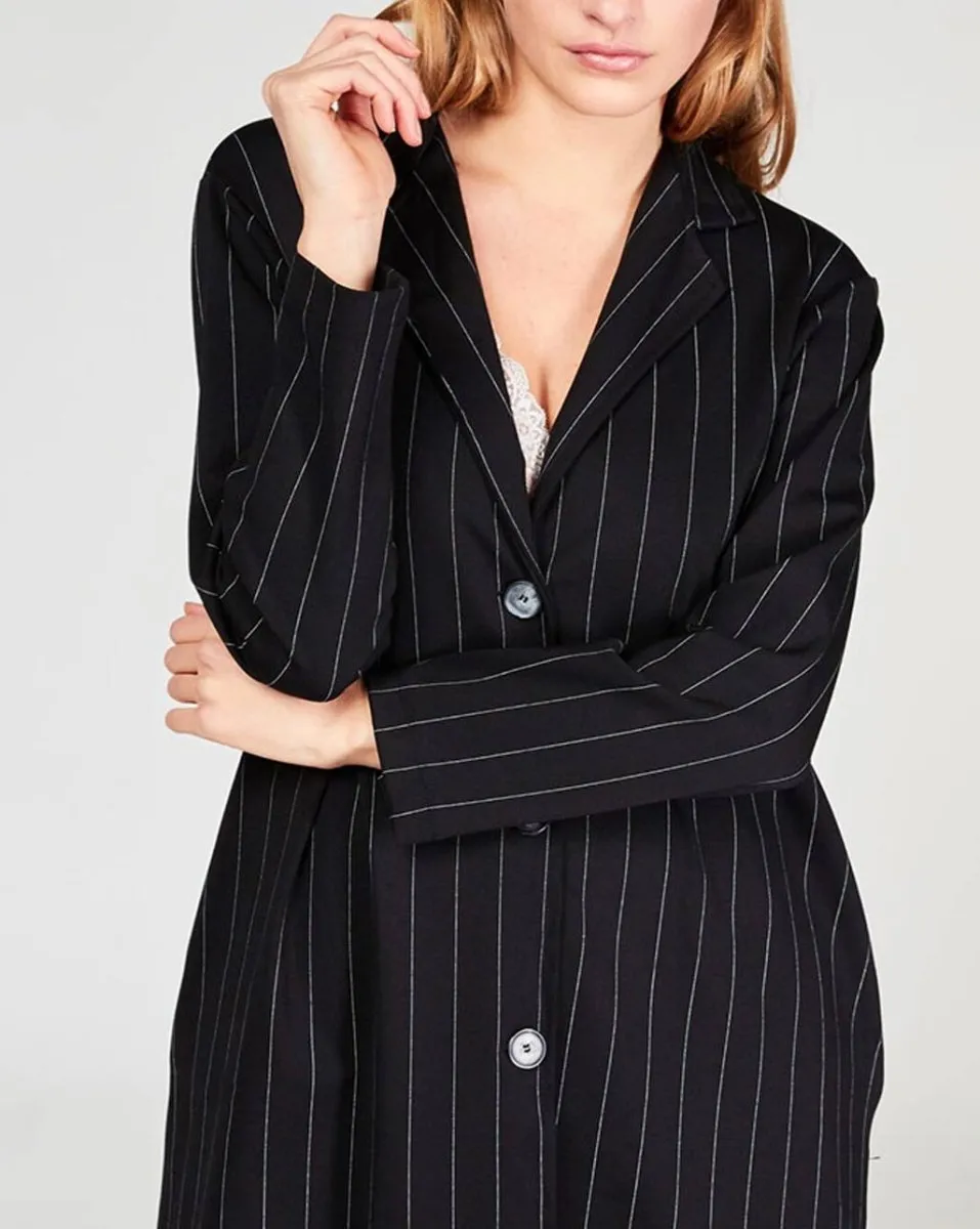 Pinstripe 3 Button Overcoat