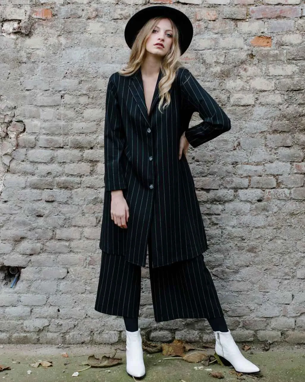 Pinstripe 3 Button Overcoat