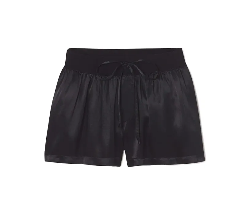 PJ Harlow Mikel Satin Shorts in Black