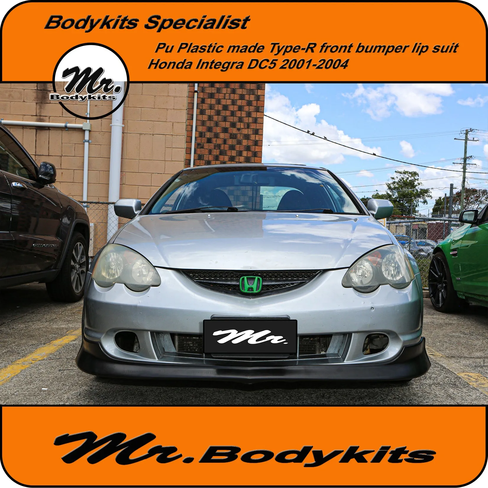 Plastic Type-R Style Front Bumper Lip Suits DC5 Honda Intergra 2001-2004 Models