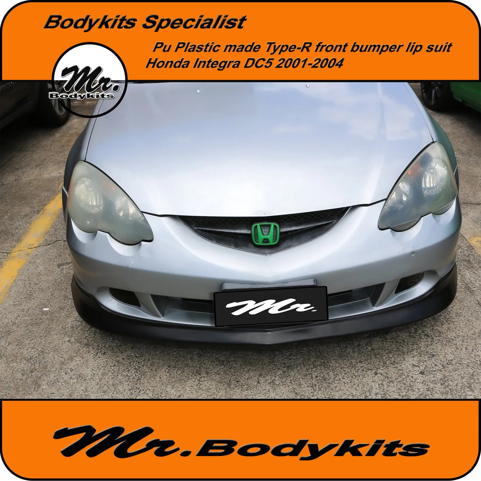 Plastic Type-R Style Front Bumper Lip Suits DC5 Honda Intergra 2001-2004 Models