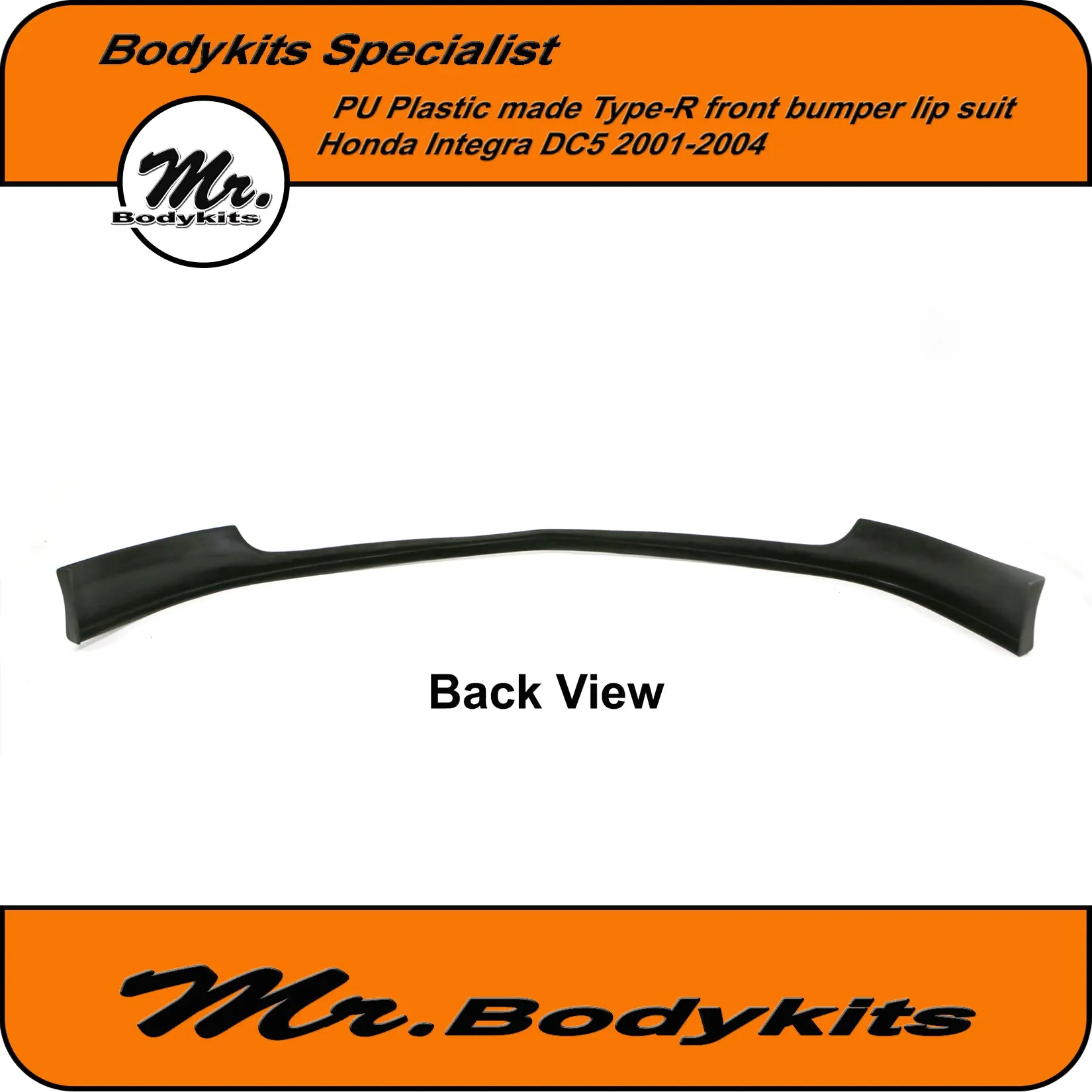 Plastic Type-R Style Front Bumper Lip Suits DC5 Honda Intergra 2001-2004 Models