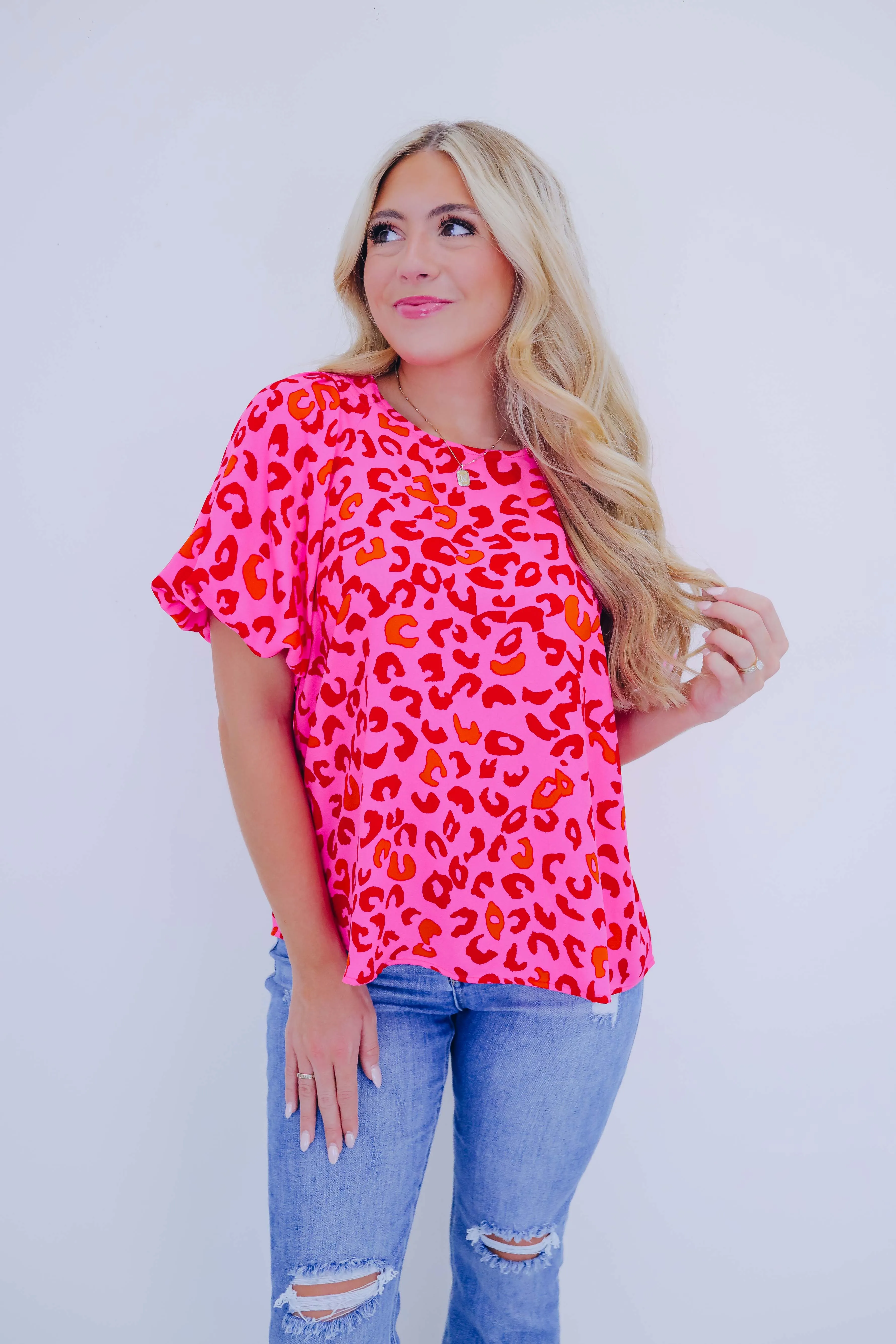 Playfull Print Puff Sleeve Blouse