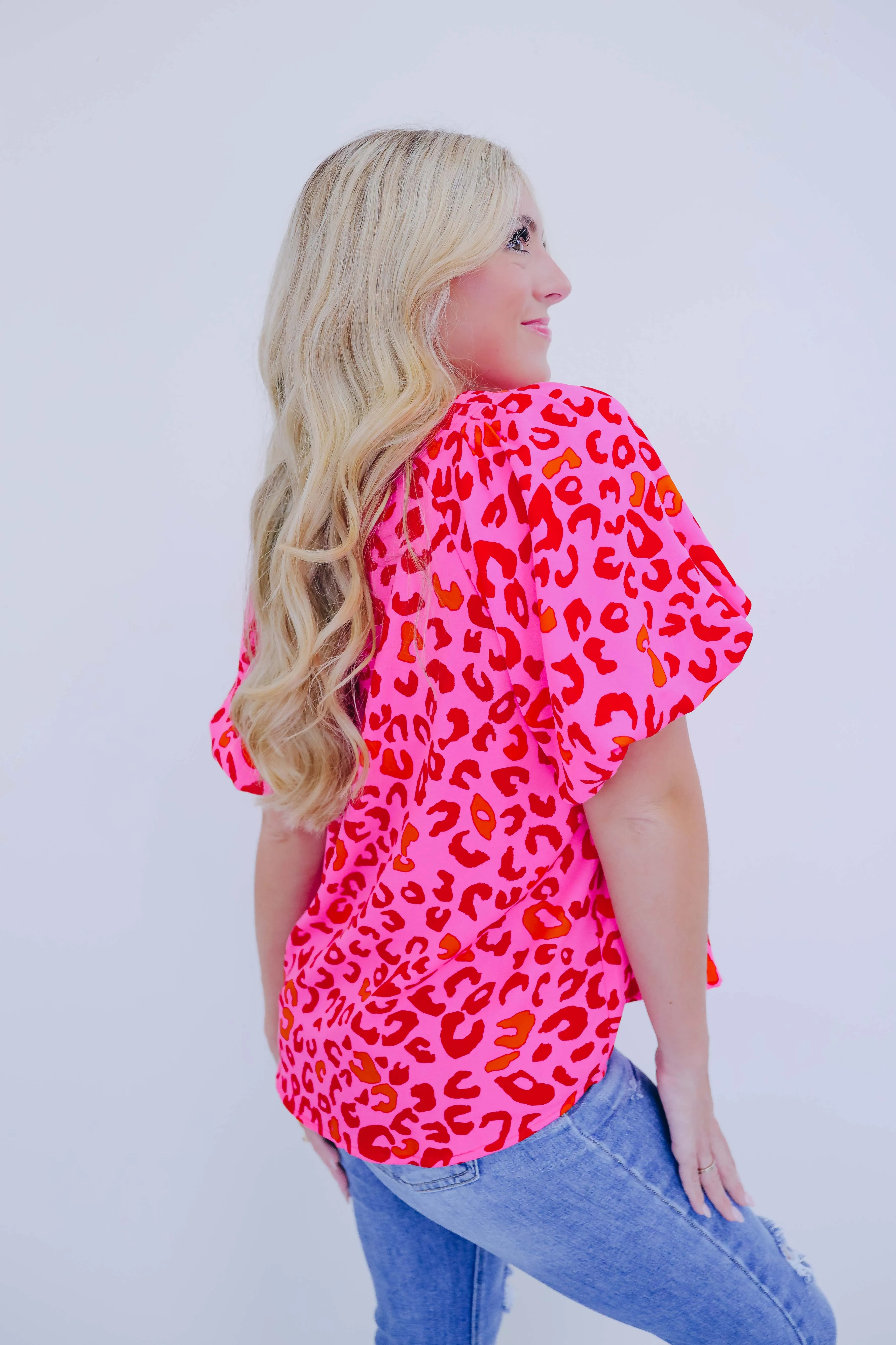 Playfull Print Puff Sleeve Blouse