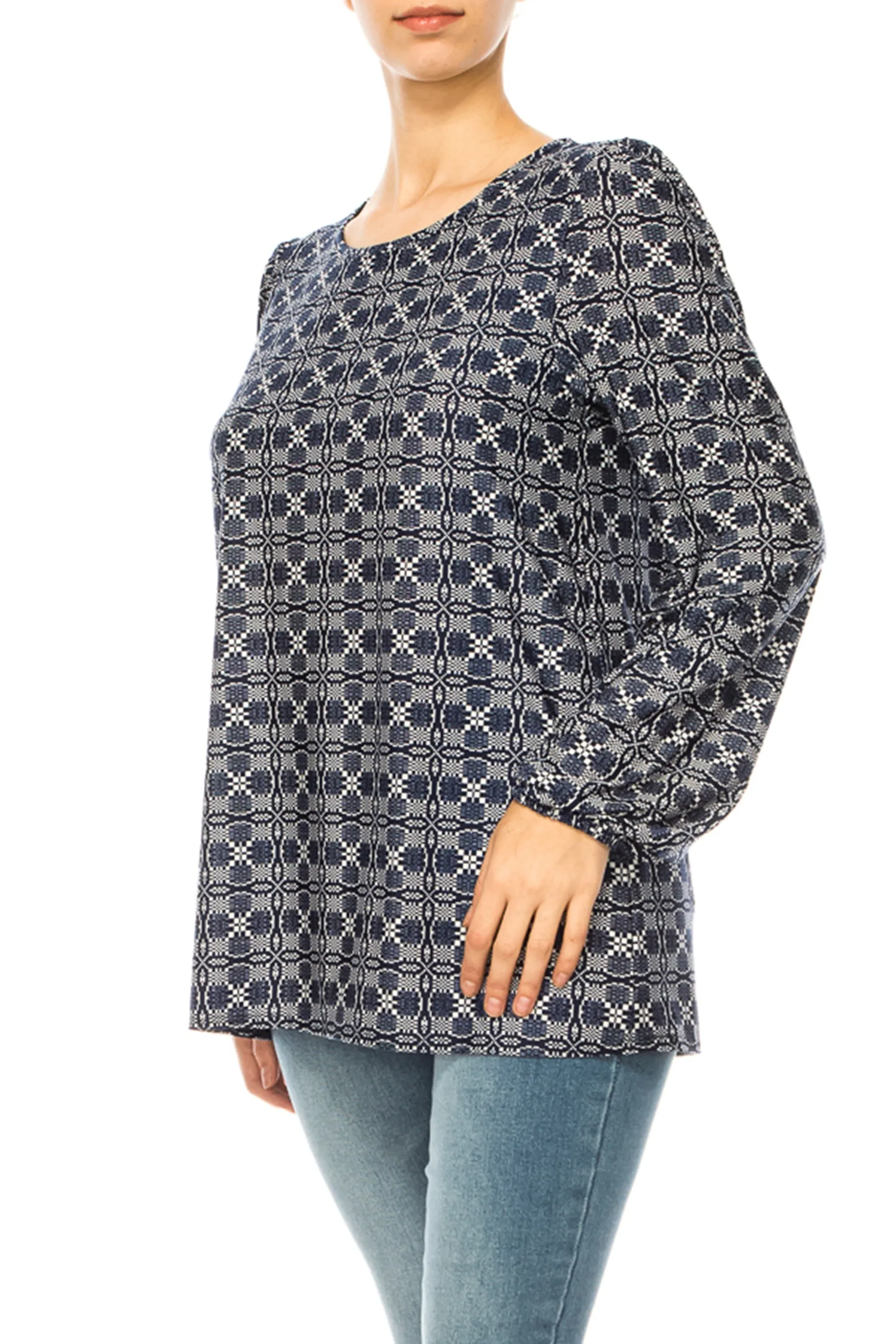 Plus size Classic Peasant Sleeve Blouse Long Sleeve U-Neck B875 $14Each