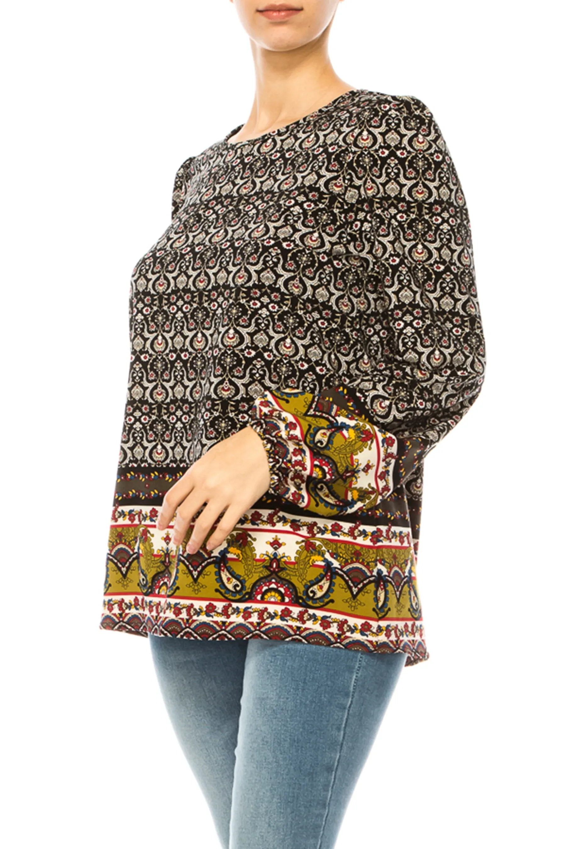 Plus size Classic Peasant Sleeve Blouse Long Sleeve U-Neck B875 $14Each