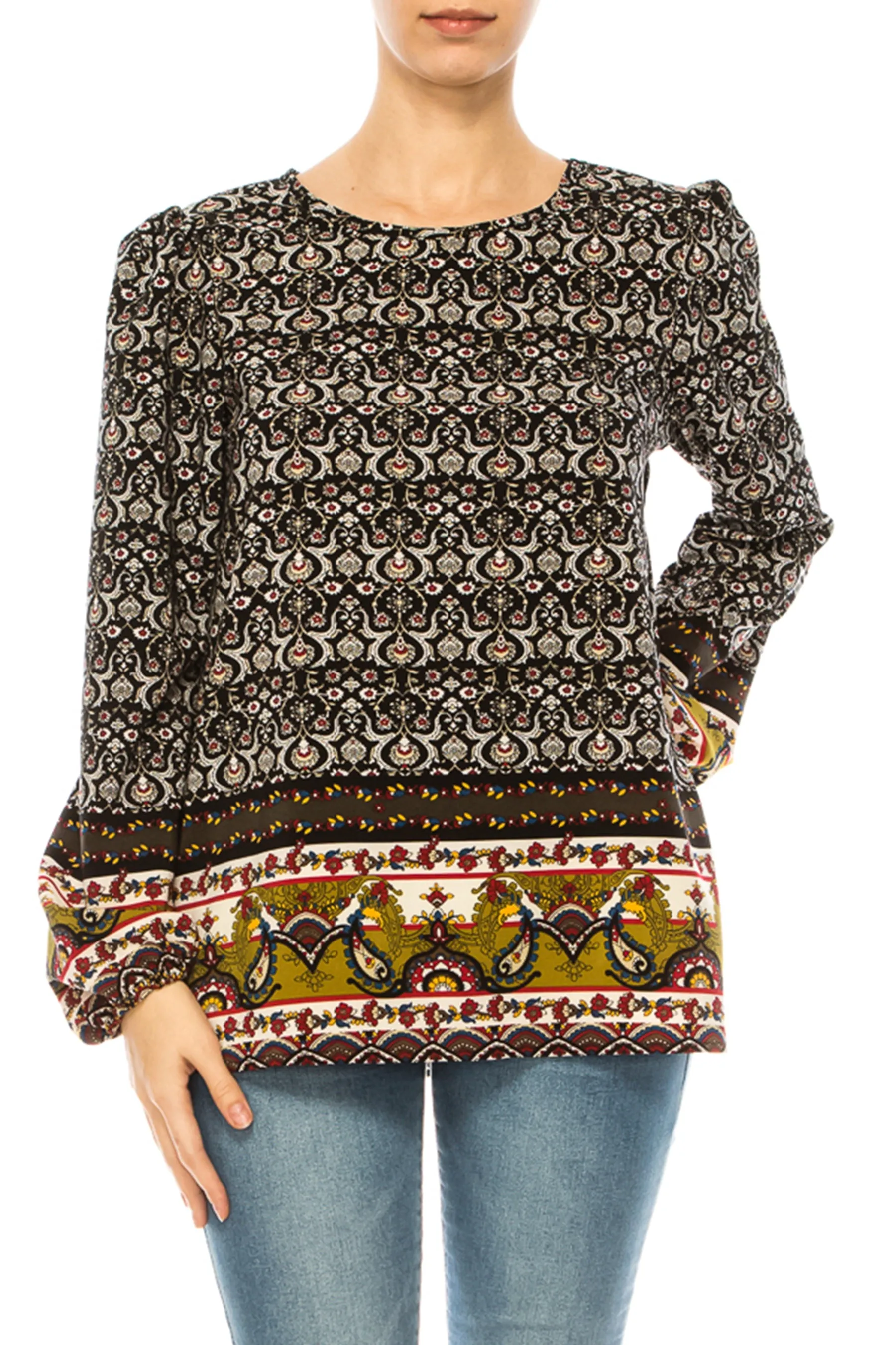 Plus size Classic Peasant Sleeve Blouse Long Sleeve U-Neck B875 $14Each