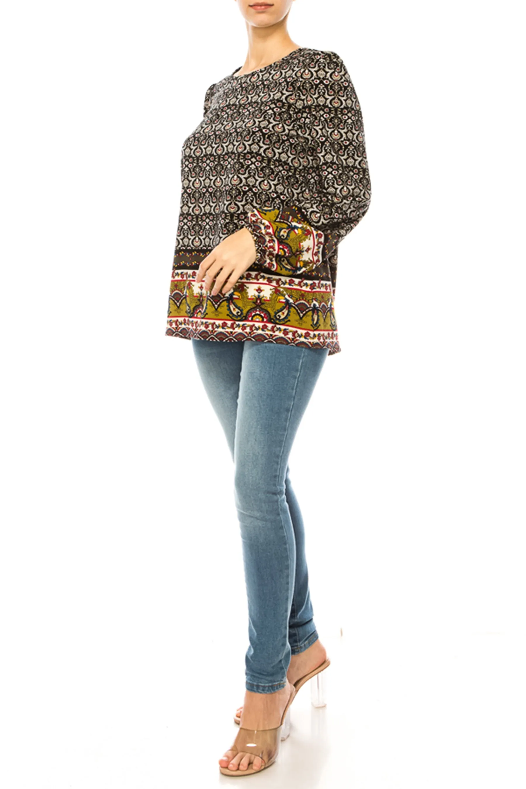 Plus size Classic Peasant Sleeve Blouse Long Sleeve U-Neck B875 $14Each