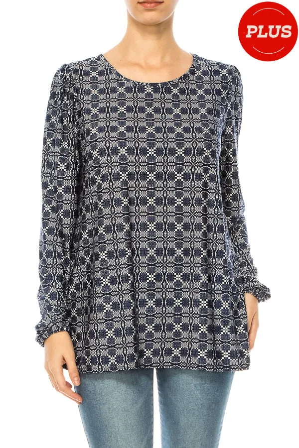 Plus size Classic Peasant Sleeve Blouse Long Sleeve U-Neck B875 $14Each