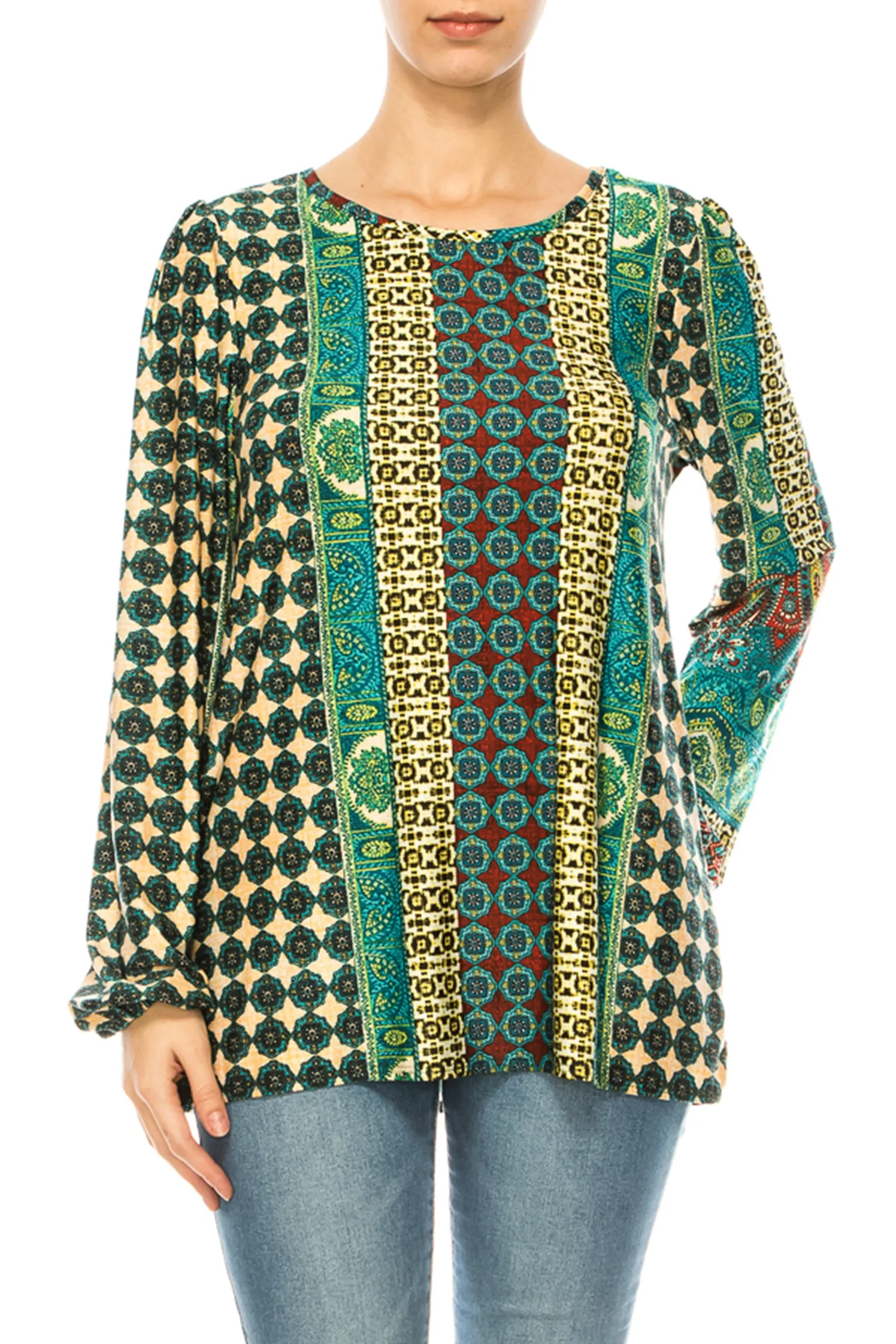 Plus size Classic Peasant Sleeve Blouse Long Sleeve U-Neck B875 $14Each