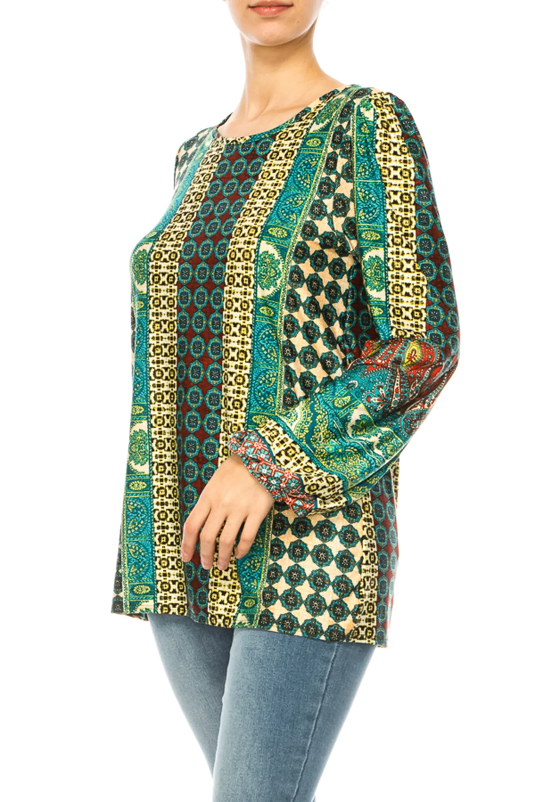 Plus size Classic Peasant Sleeve Blouse Long Sleeve U-Neck B875 $14Each