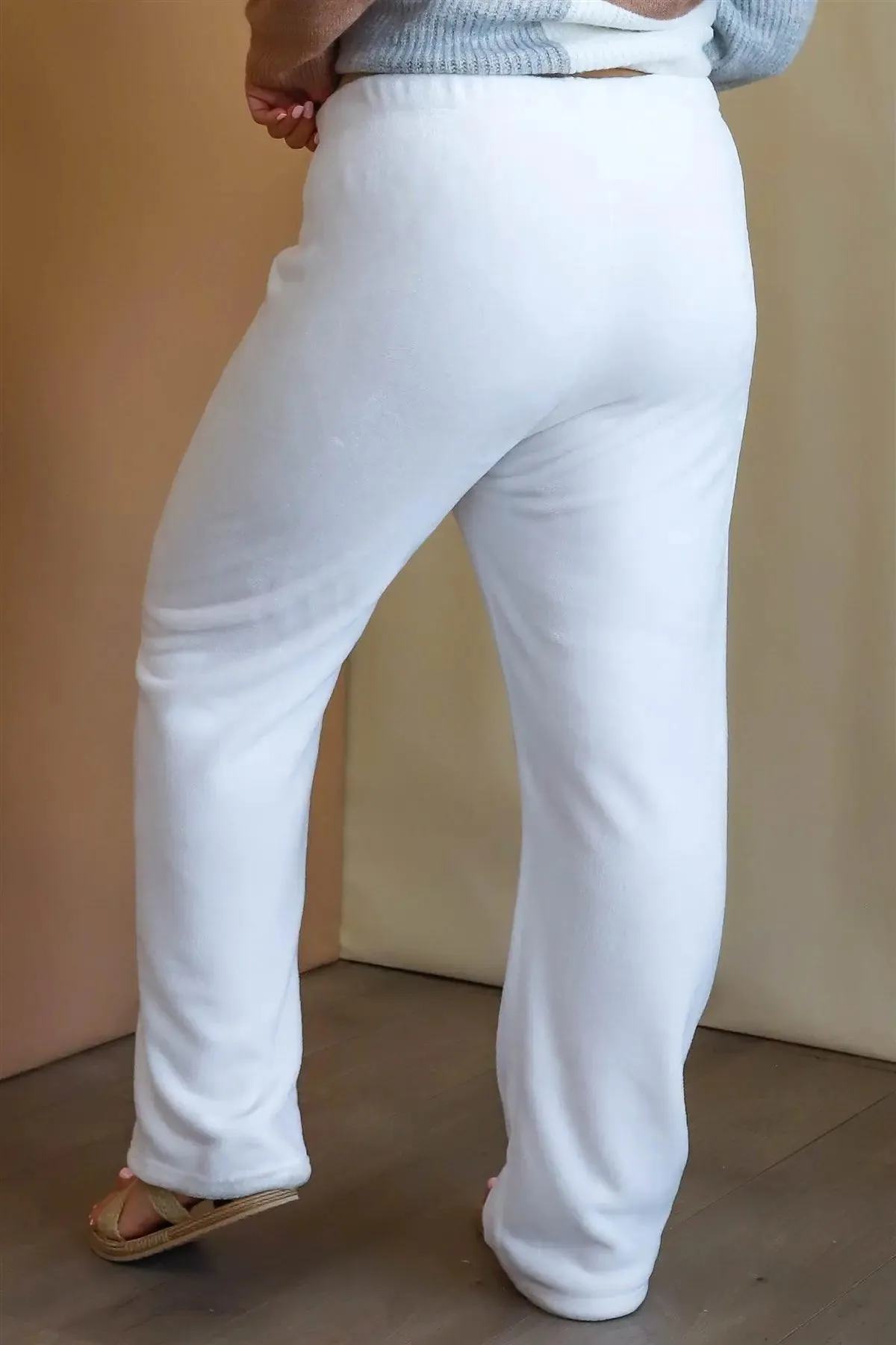 Plus Size Ivory Bow Detail Wide Leg Pants