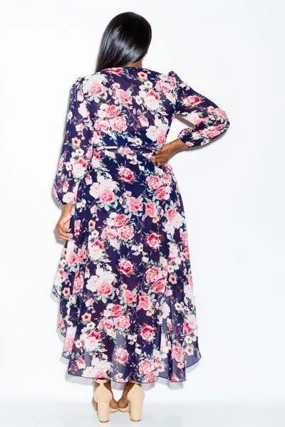 Plus Size Summer Breeze Floral Flowy Wrap Dress