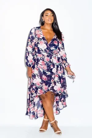 Plus Size Summer Breeze Floral Flowy Wrap Dress