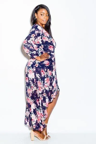 Plus Size Summer Breeze Floral Flowy Wrap Dress