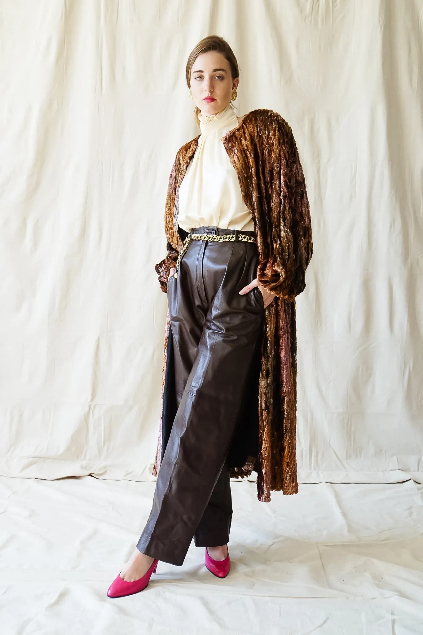 Plush Silk Tinsel Cape Coat