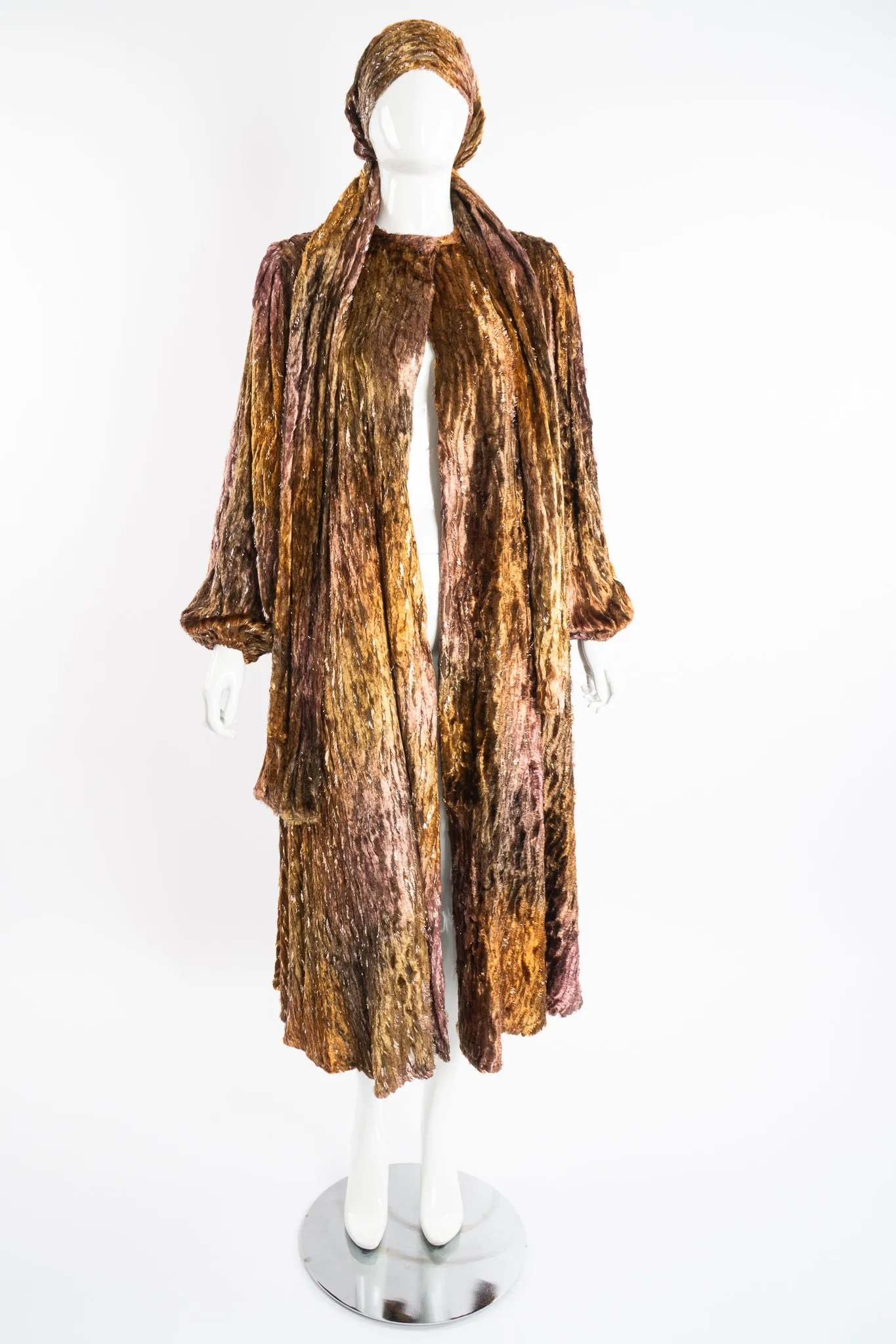 Plush Silk Tinsel Cape Coat