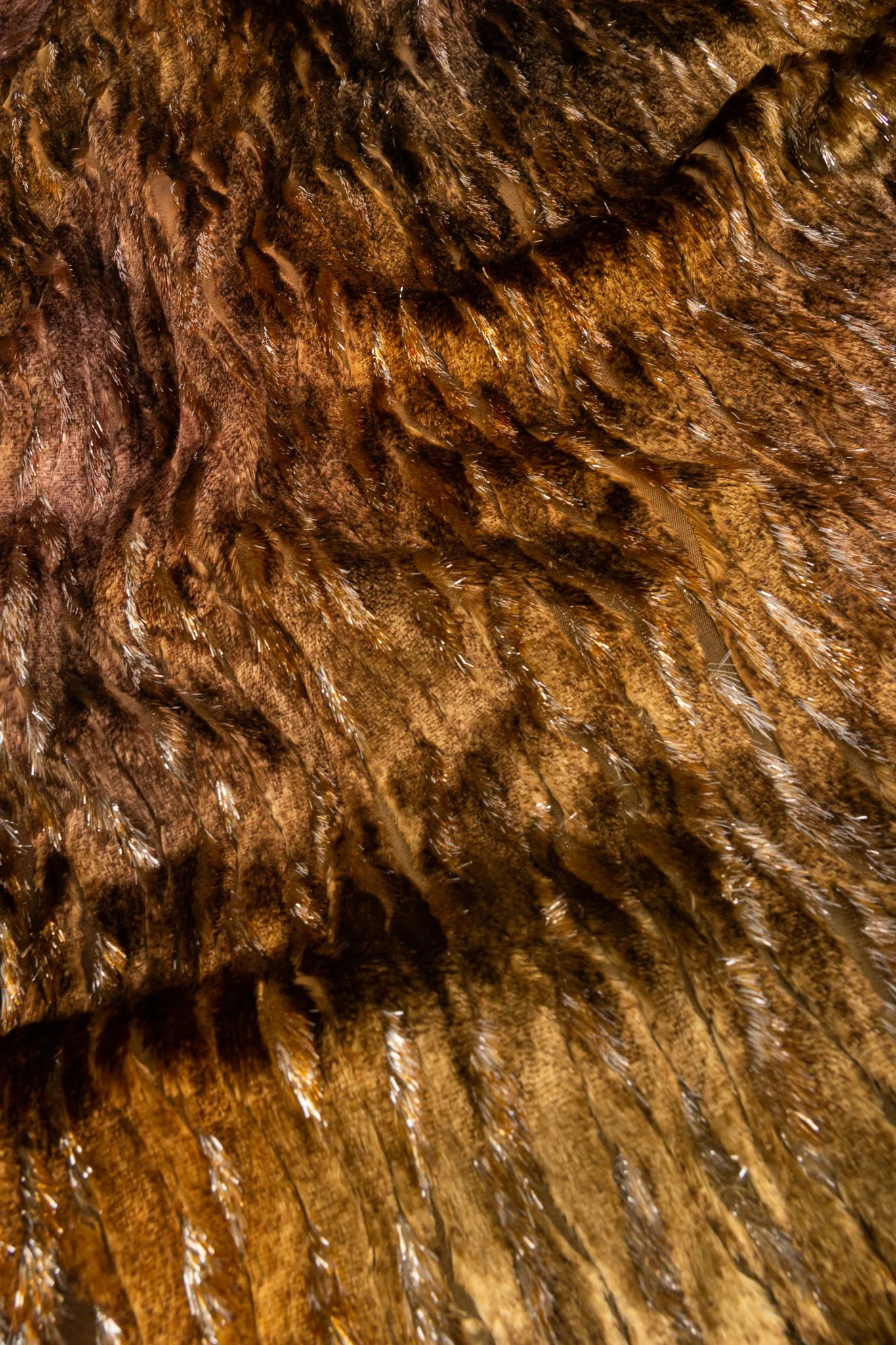 Plush Silk Tinsel Cape Coat