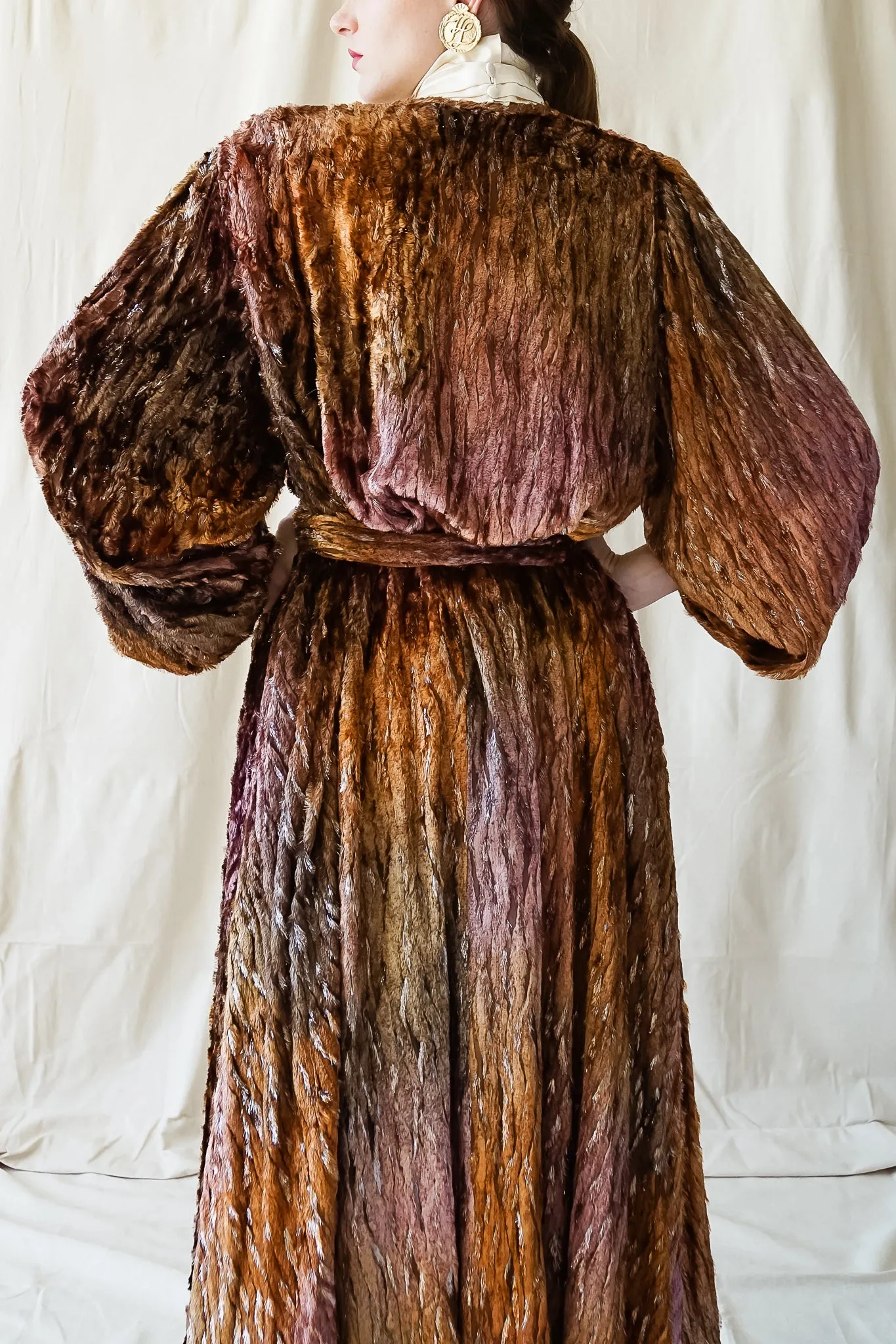 Plush Silk Tinsel Cape Coat