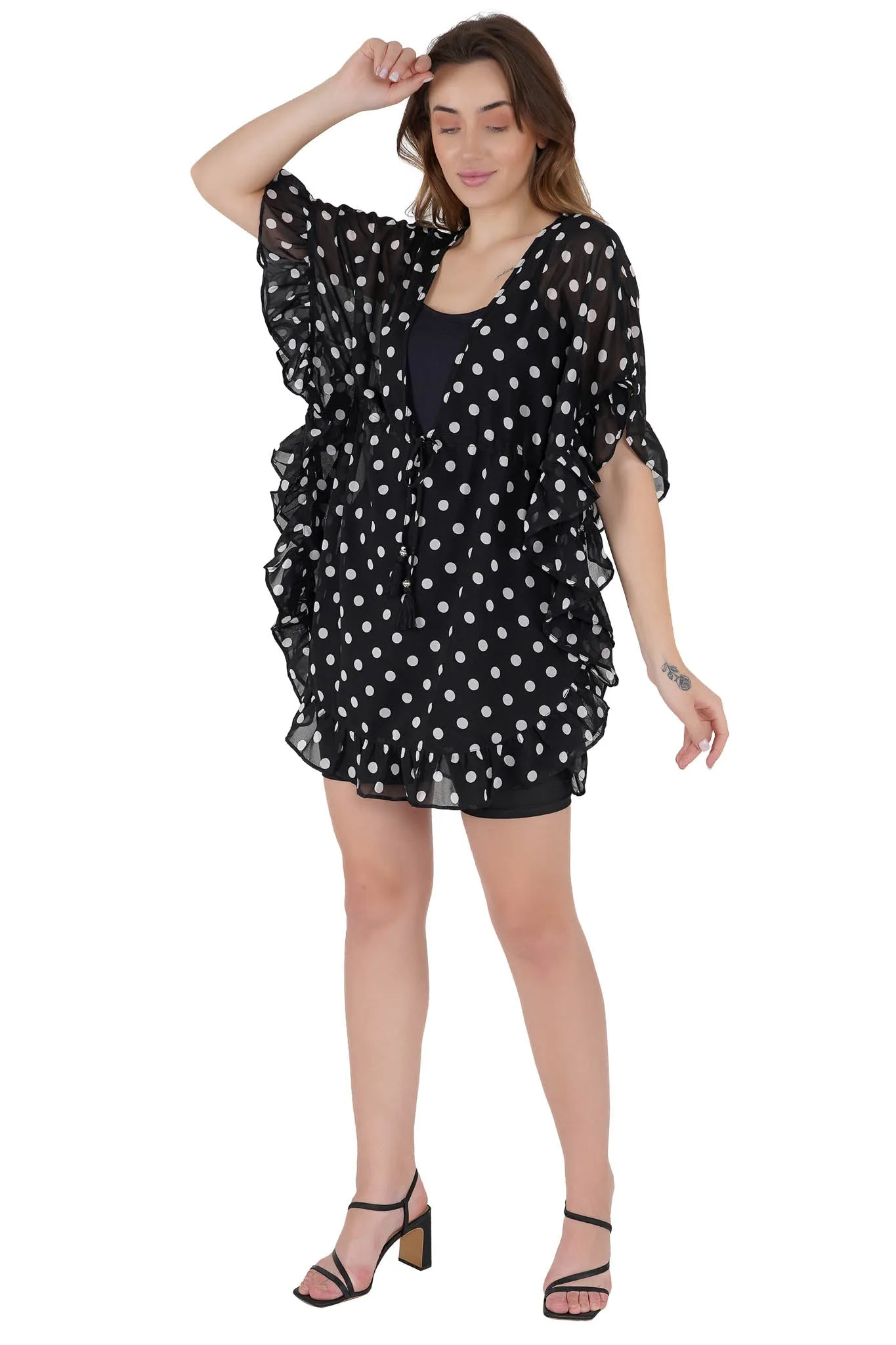 Polka Dot Kaftan Swim Cover-Up Beach Dress