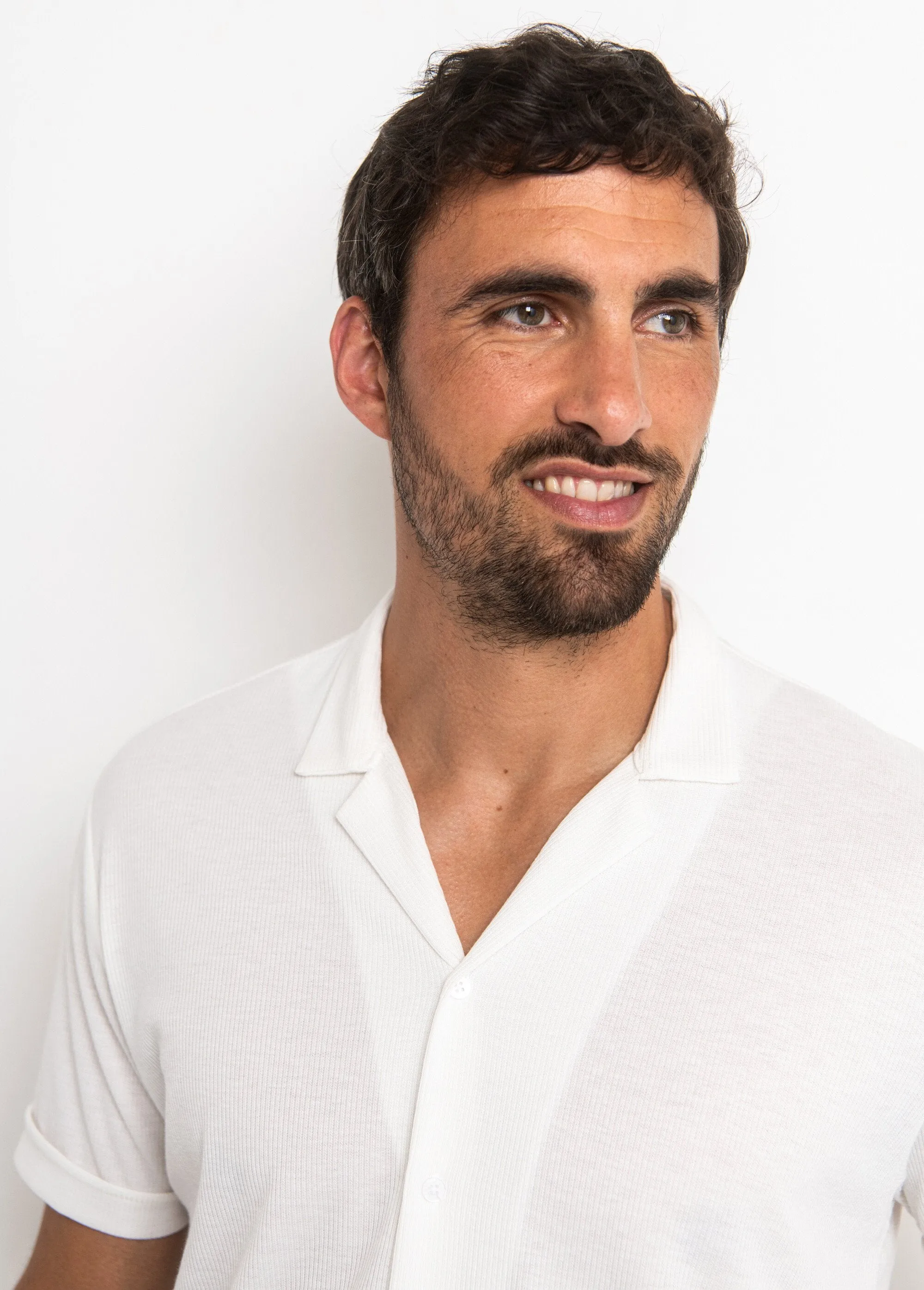 Polo shirt style fine knit ribbing