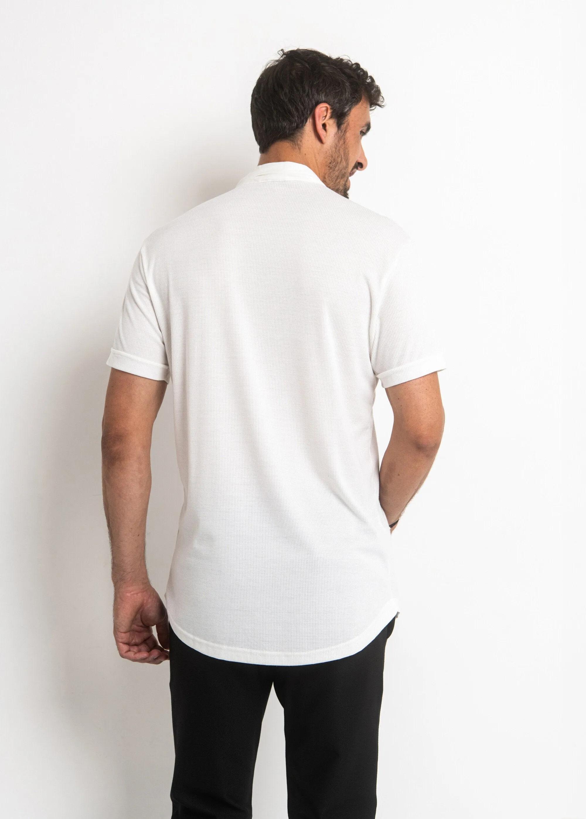 Polo shirt style fine knit ribbing