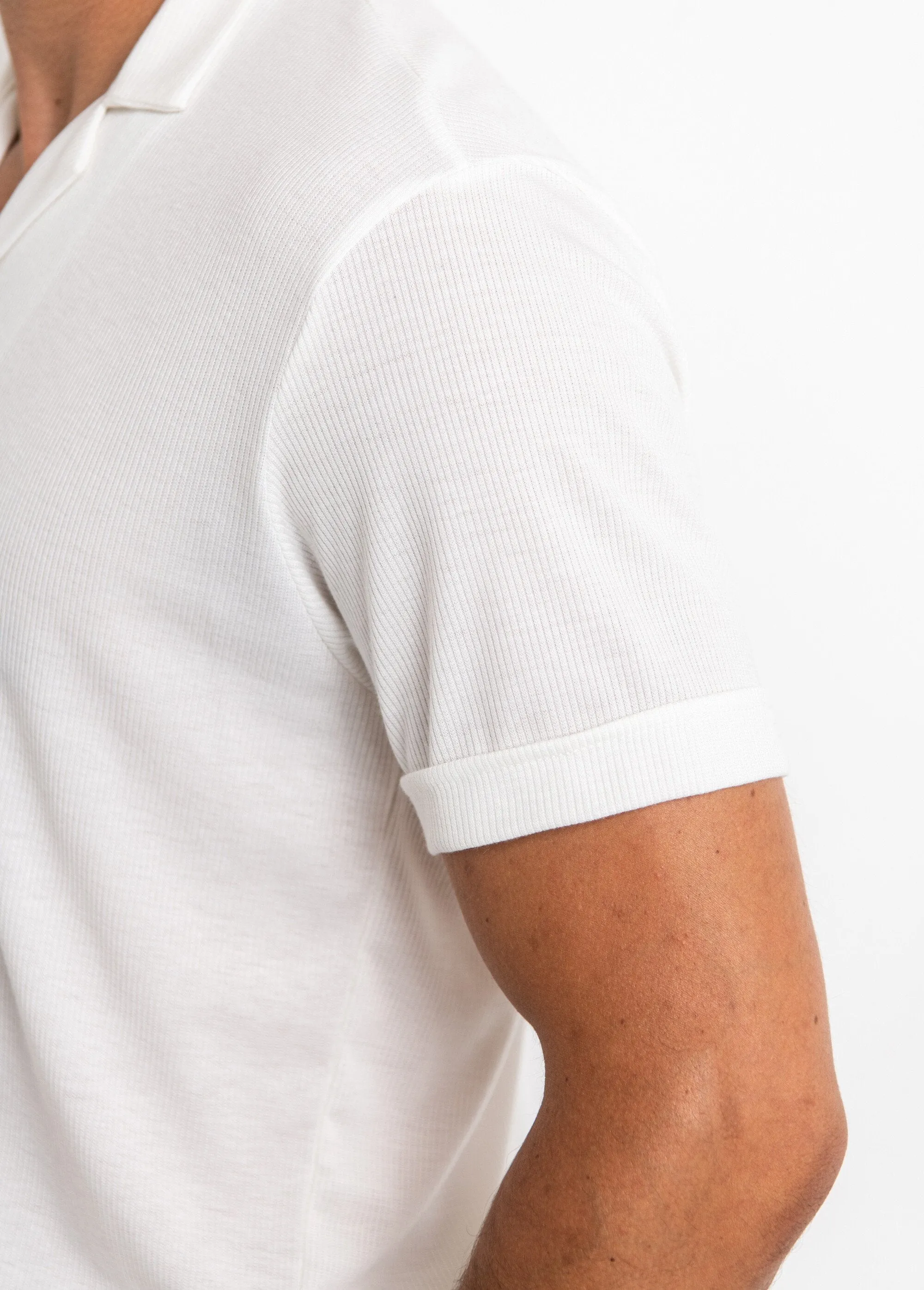 Polo shirt style fine knit ribbing
