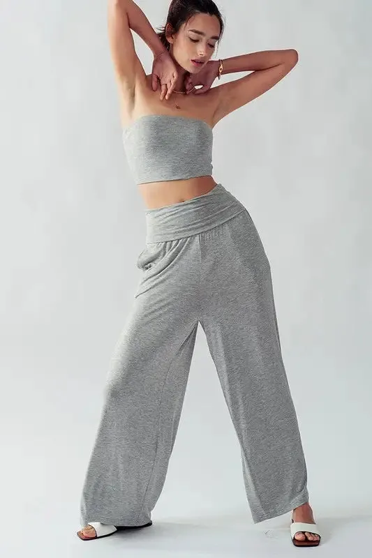 POWER SOFT POCKET WIDE LEG YOGA PANTS SET