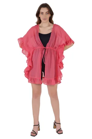Pretty in Pink Kaftan Swim Cover-Up Beach Dress
