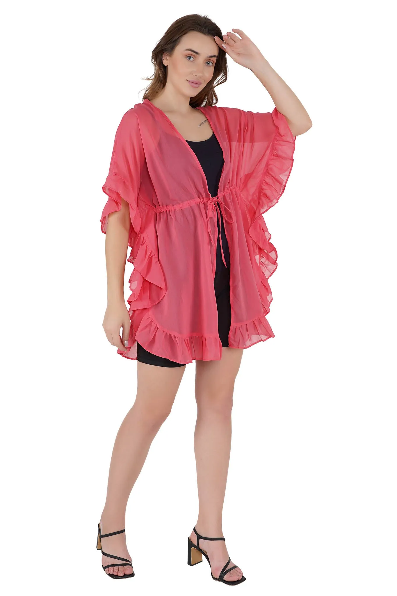 Pretty in Pink Kaftan Swim Cover-Up Beach Dress