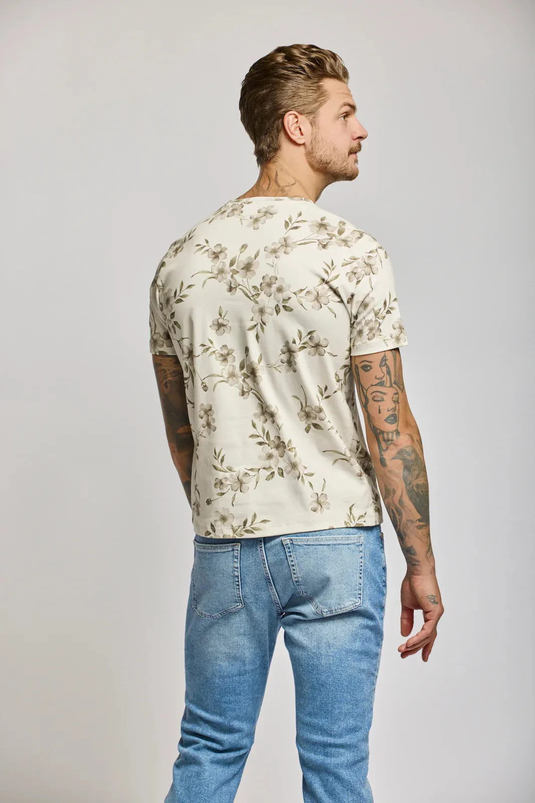 PRINTED T-SHIRT (CREAM FLORAL) - EASY MONDAYS