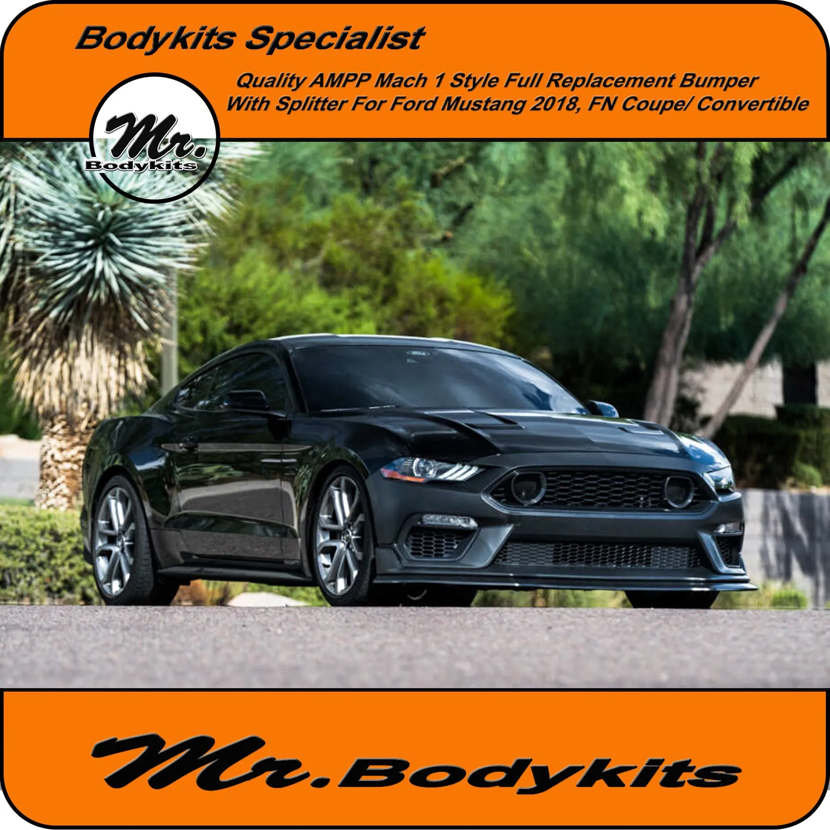 Quality AMPP Mach 1 Style Front Bumper For Ford Mustang 2018-2022 FN, Mr Bodykits